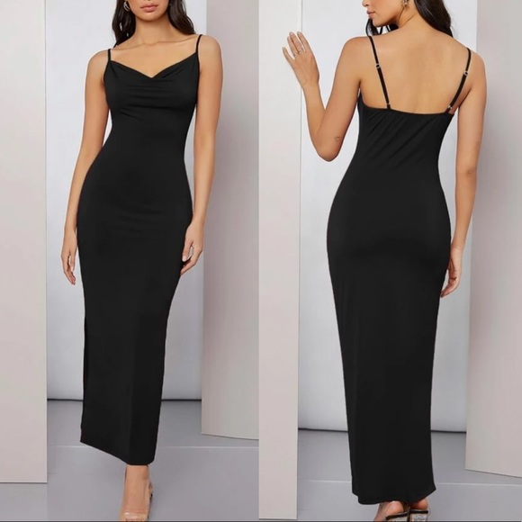 Black cowl neck cami maxi dress - Picture 2 of 12